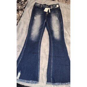 Kancan Newest Tags Bell Bottom High-rise Flares Button Up Raw Hem Size 30...CUTE